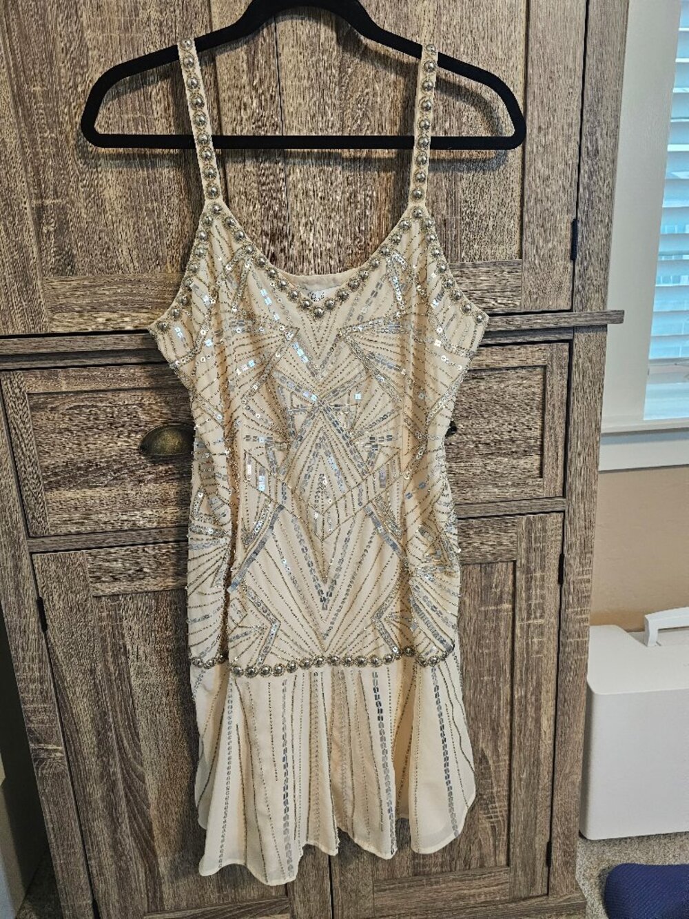 Embellished cocktail dress by Parker, color blush, size med. New w/Tags
